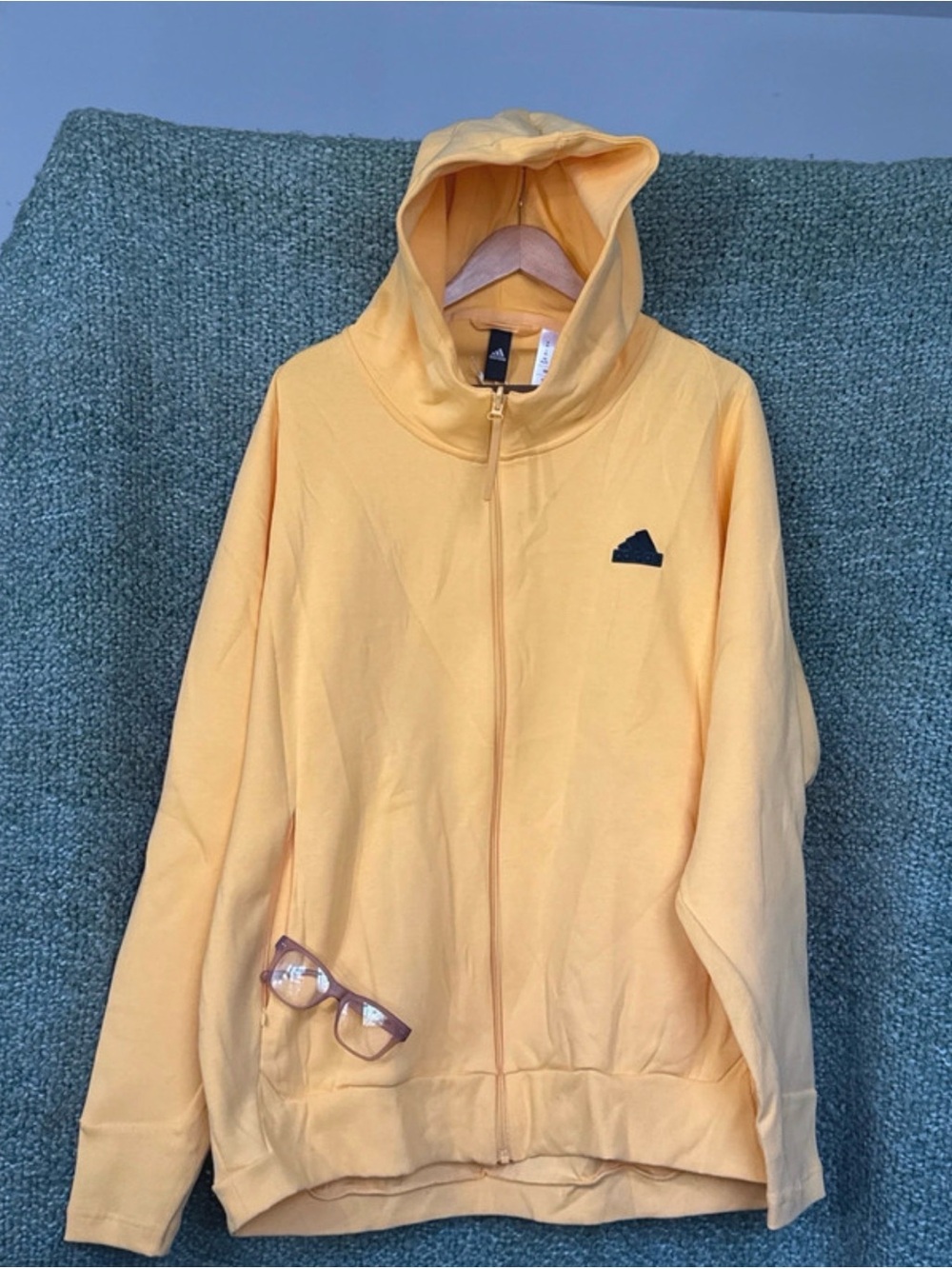 Adidas Yellow Full-Zip Hoodie with Hood